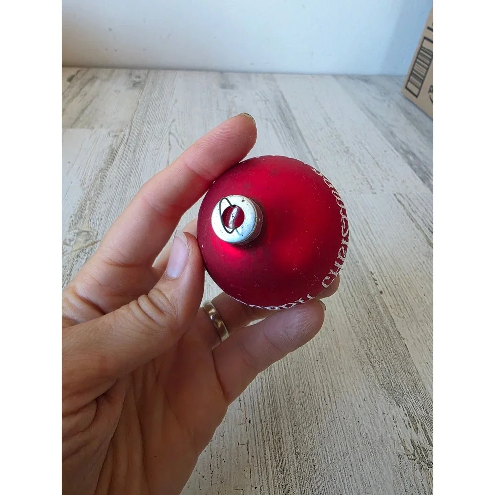 Vintage Merry Christmas candle stencil red ball ornament Xmas tree